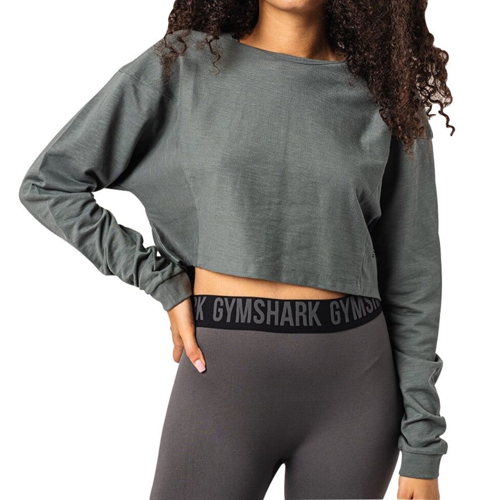Gymshark gray pause dipped shoulder long sleeve